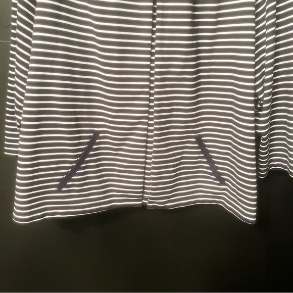 Chico's 3 womens Cardigan Sweater Blue & White striped 1 Button Striped - Picture 4 of 10